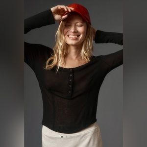 Pilco (Anthropologie) tissue Henley top - andie ribbed